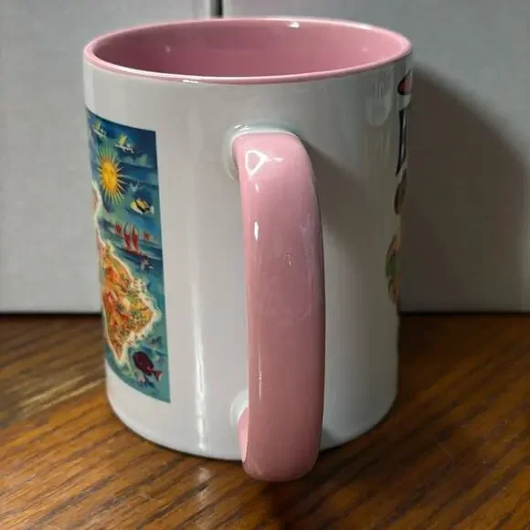NWT Hula Girl Coffee Hawaii White Pink Coffee Mug 11 Ounces - Picture 4 of 6